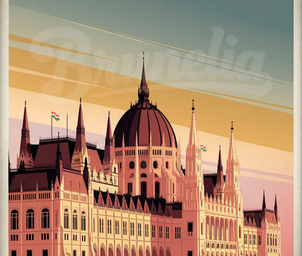 Affiche ambiance café Budapest vintage