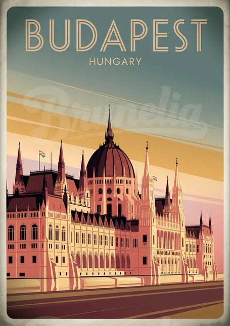 Affiche ambiance café Budapest vintage
