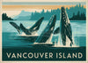 Affiche Vancouver Island baleines et montagnes côtière