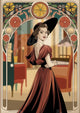 Affiche femme élégante 1940 style Art déco