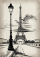 Affiche Tour Eiffel et lampadaire parisien style rétro