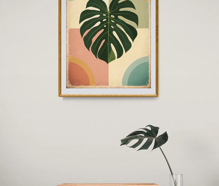 Affiche vintage feuille de monstera
