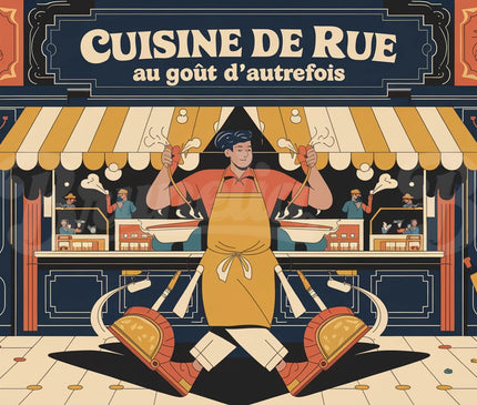Affiche cuisine de rue rétro