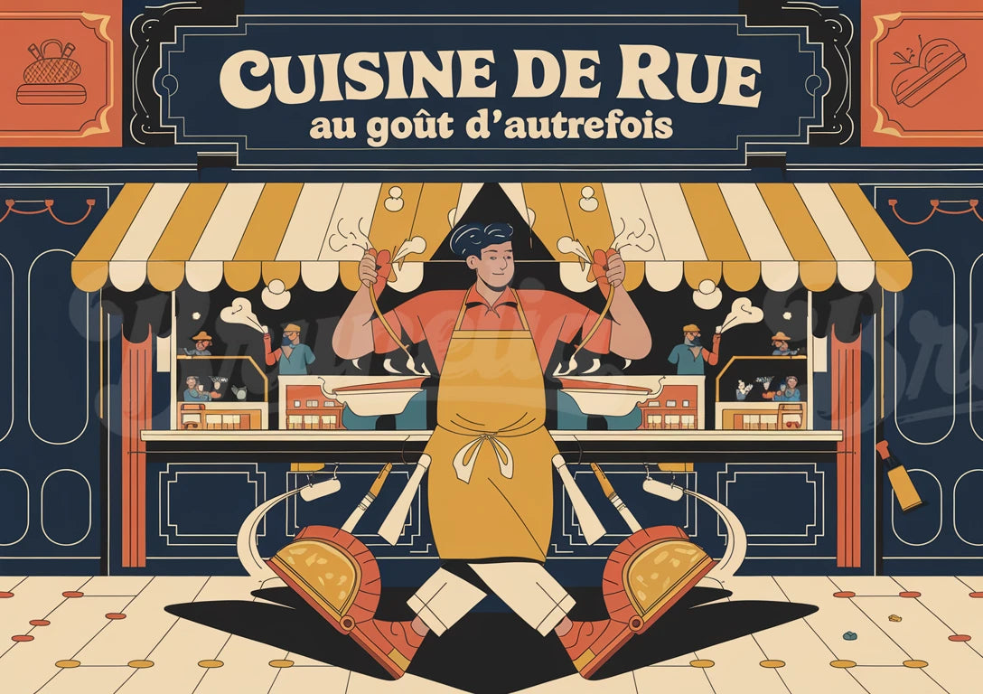 Affiche cuisine de rue rétro