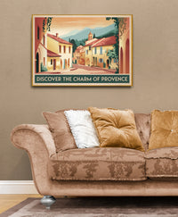 Affiche village méditerranéen architecture provençale années 1930