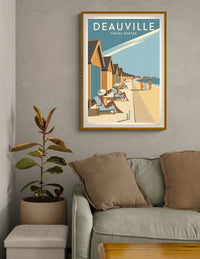 Affiche Deauville cabines de plage rétro années 30