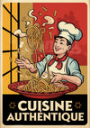 Affiche cuisinier pâtes années 1950 rétro