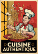 Affiche cuisinier pâtes années 1950 rétro