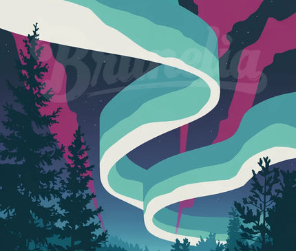Affiche vintage aurore boréale rétro