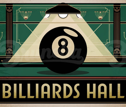 Affiche vintage billard rétro