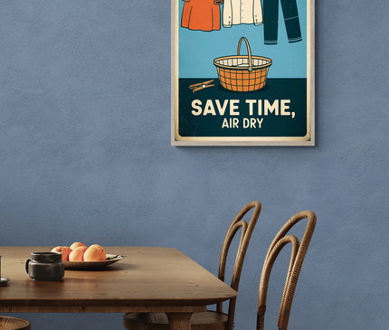 affiche séchage du linge rétro