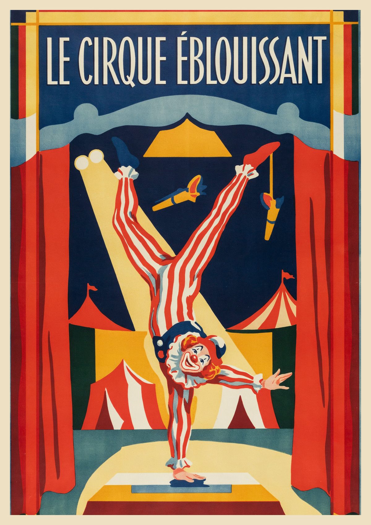 Affiche Le Cirque Éblouissant clown acrobate équilibre