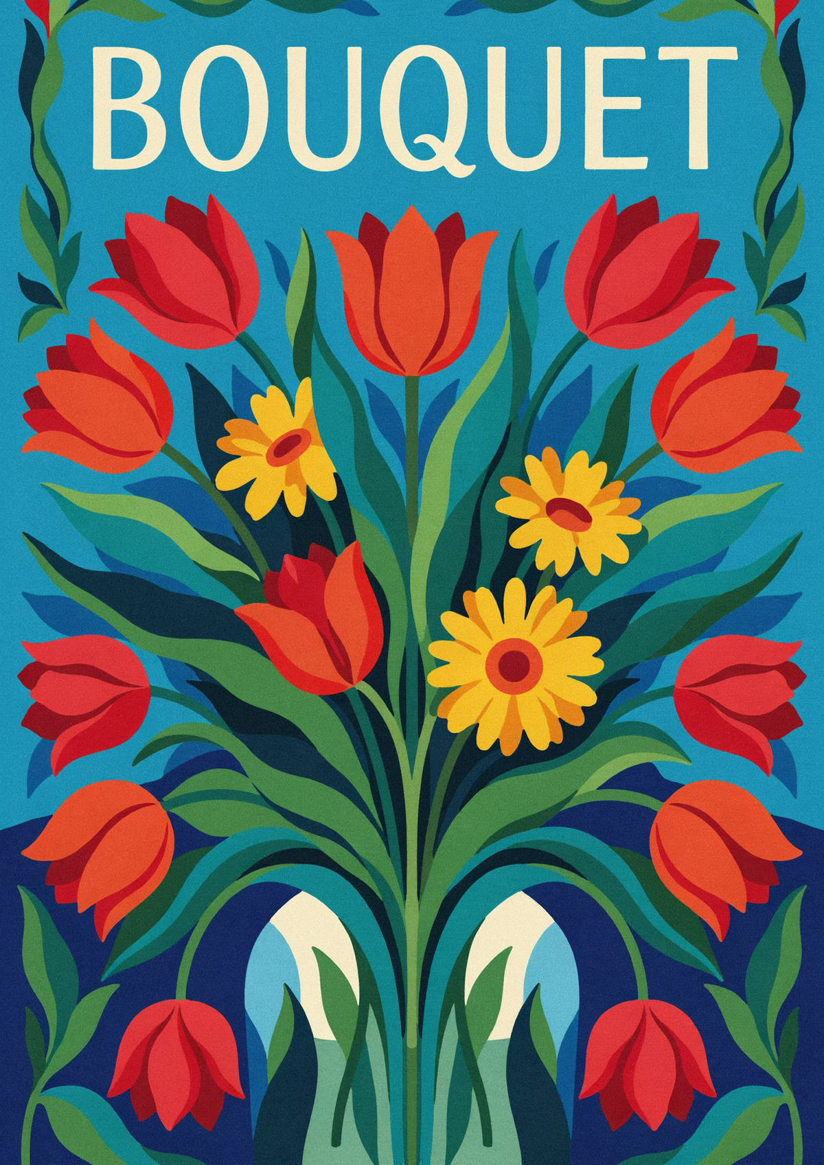 Affiche Flower Marten Paper bouquet symétrique mid-century
