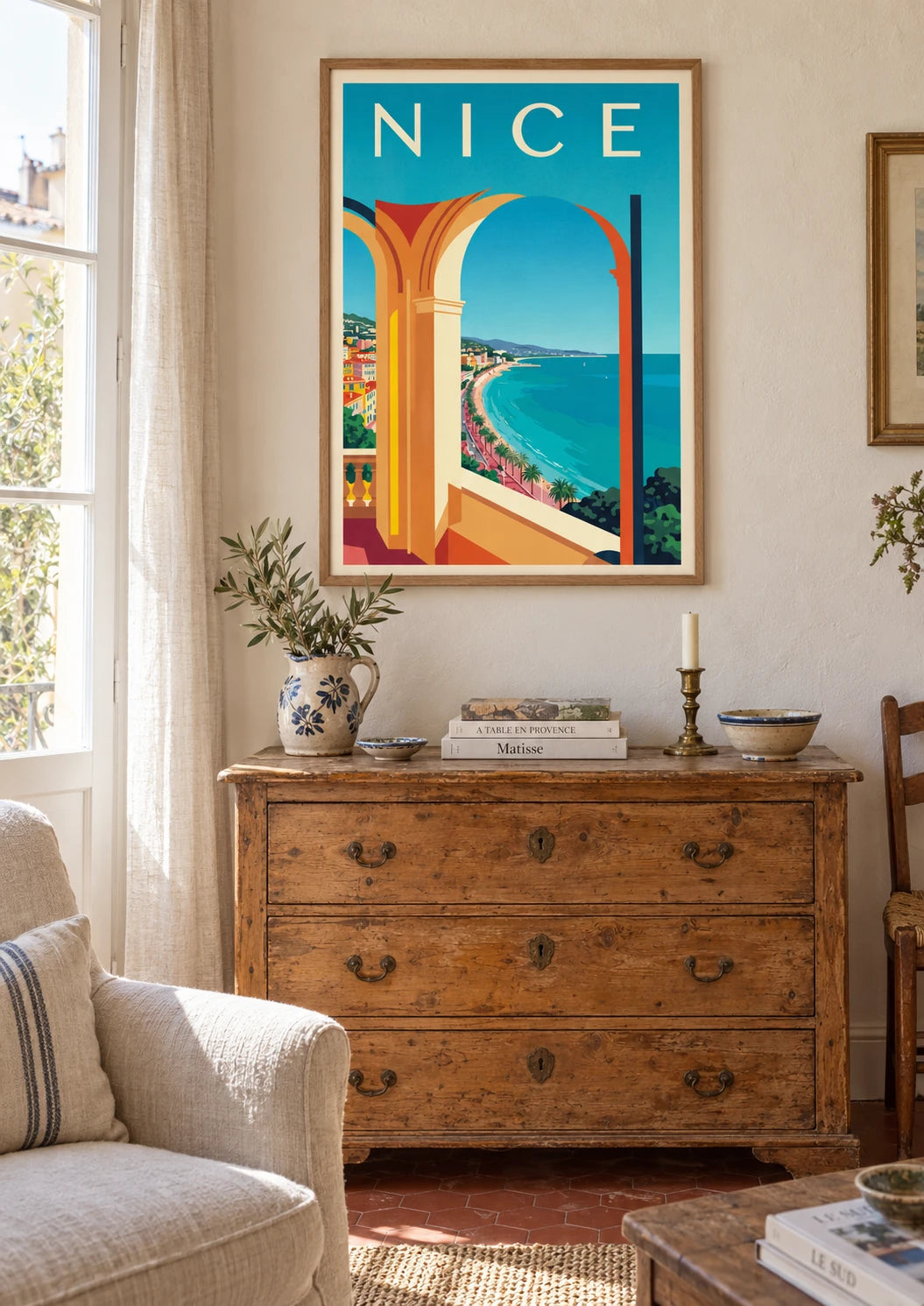 Mise en situation de Affiche Promenade des Anglais arcade palmiers Baie Nice