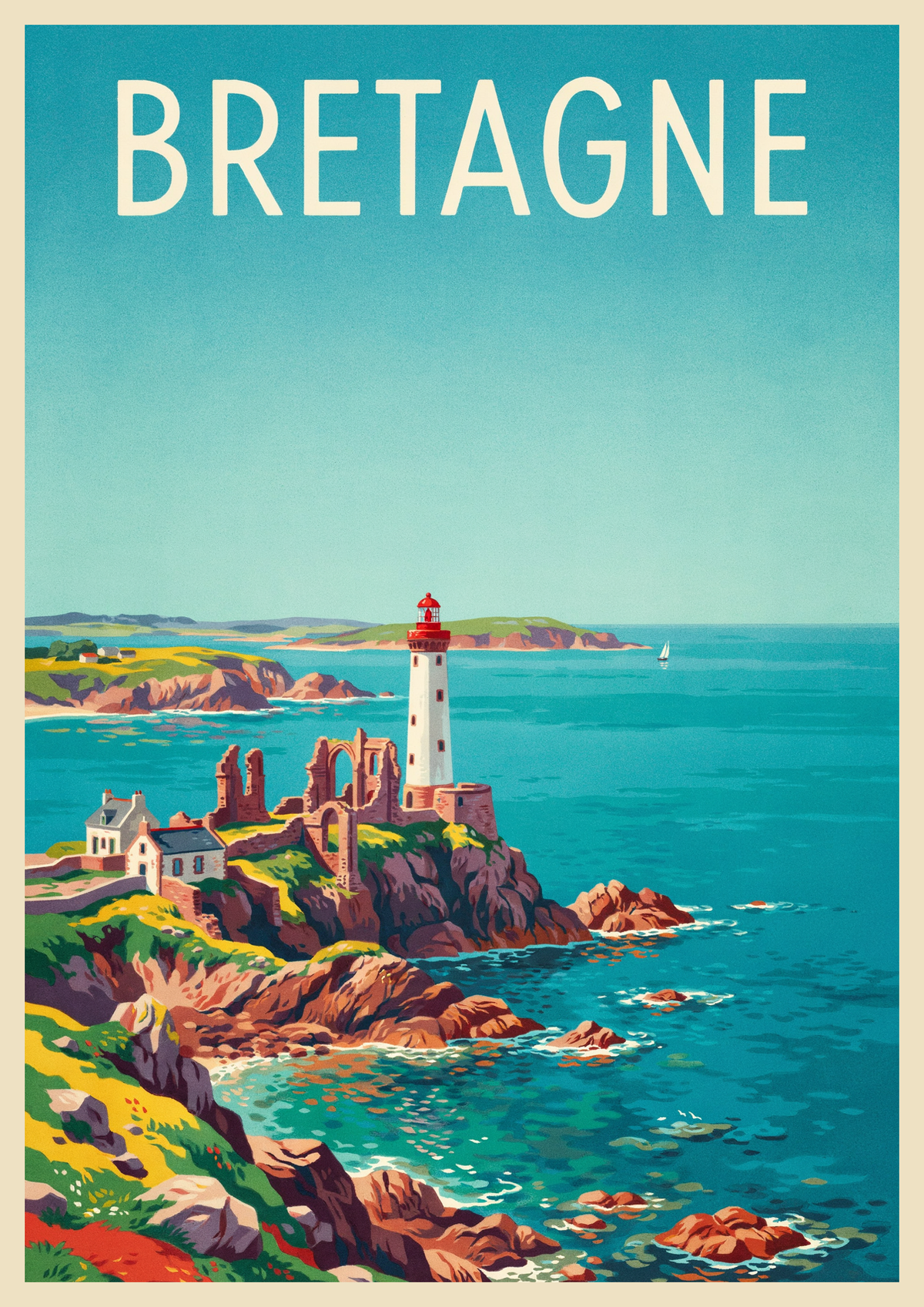 Affiche Phare Bretagne Falaises Côte Décor Côtier