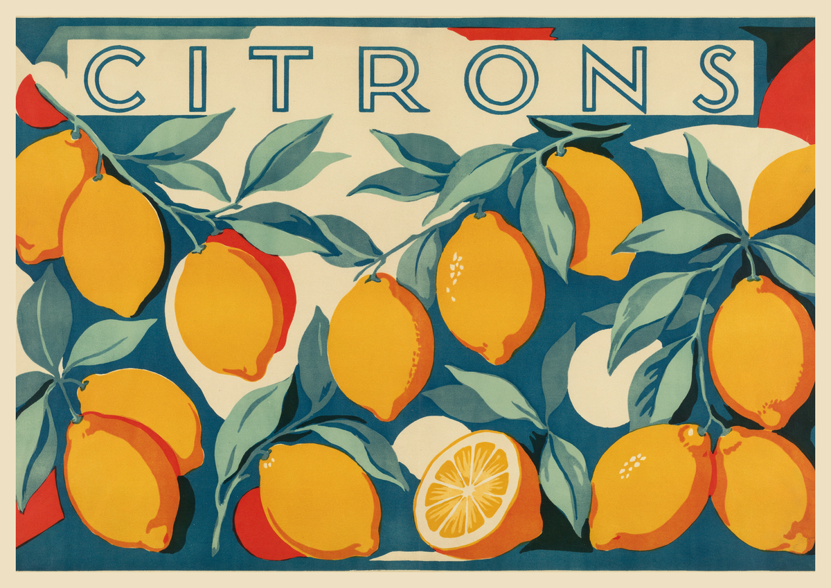 Affiche Fruits jaunes style rétro Publicitaire