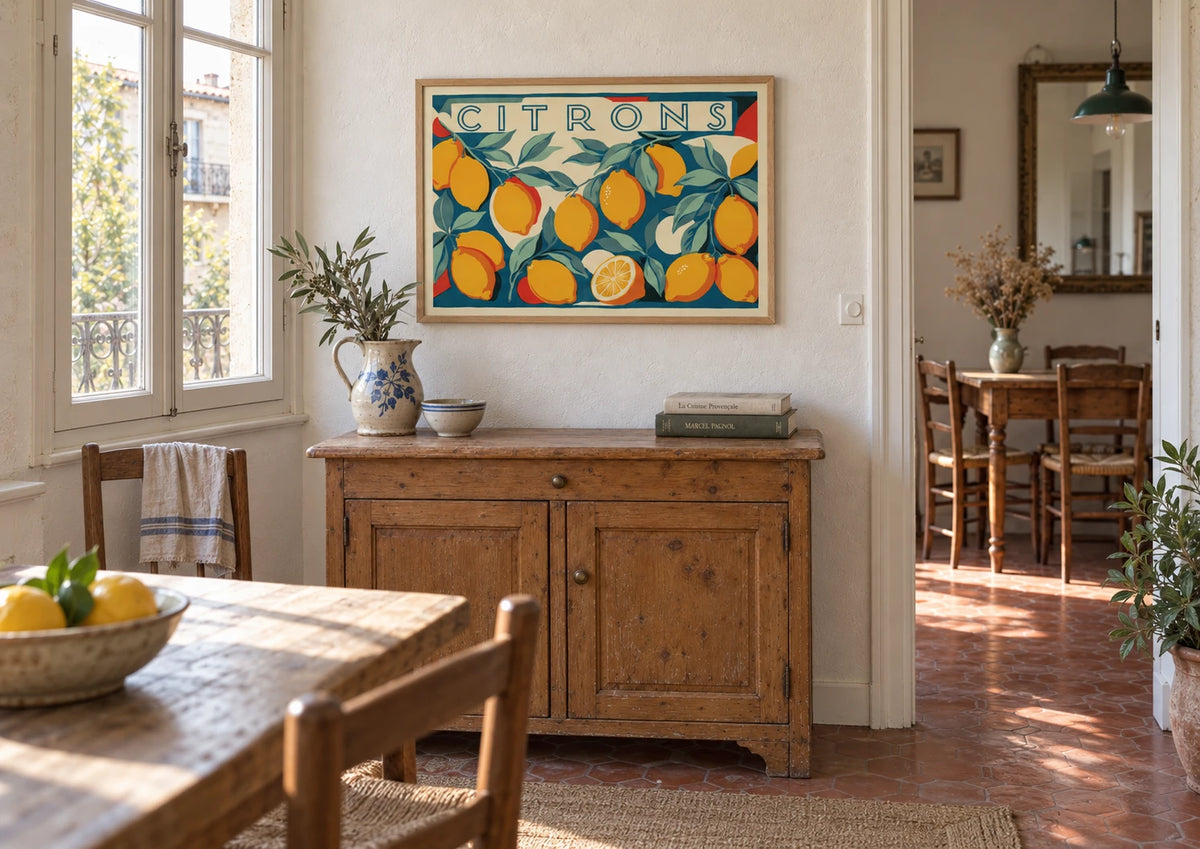 Affiche Fruits jaunes style rétro Publicitaire, A2, vue éloignée