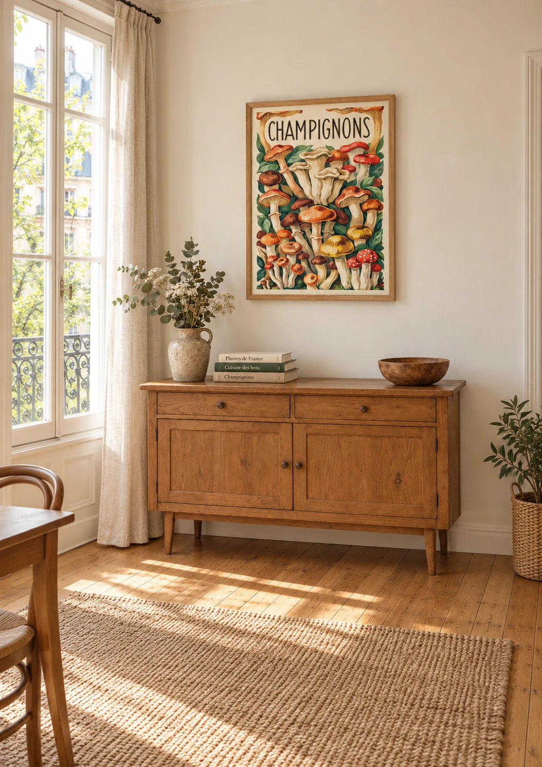 Affiche illustration champignons botaniques vintage, A2, vue éloignée