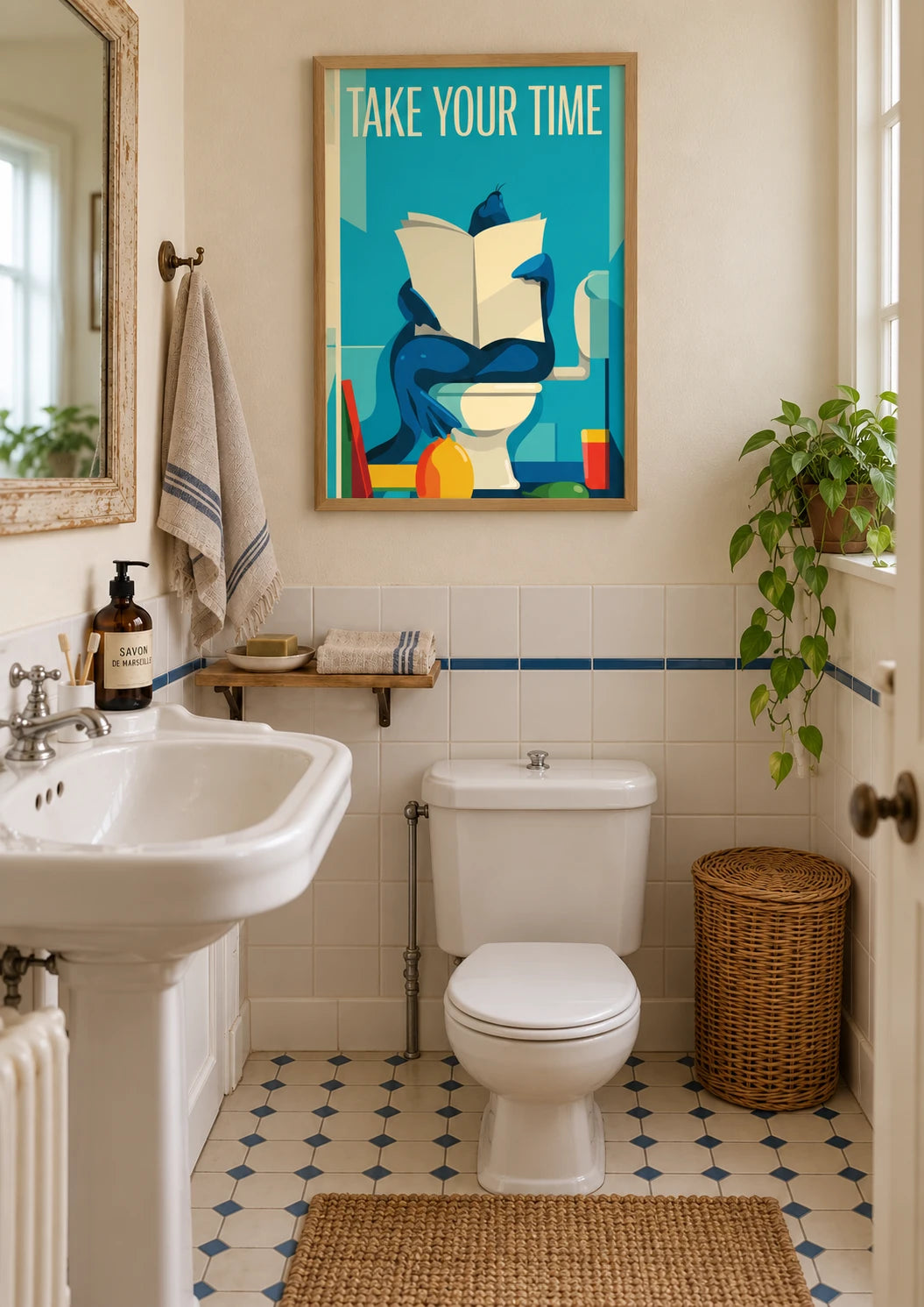 WC : mise en situation de Affiche WC humoristique Take Your Time