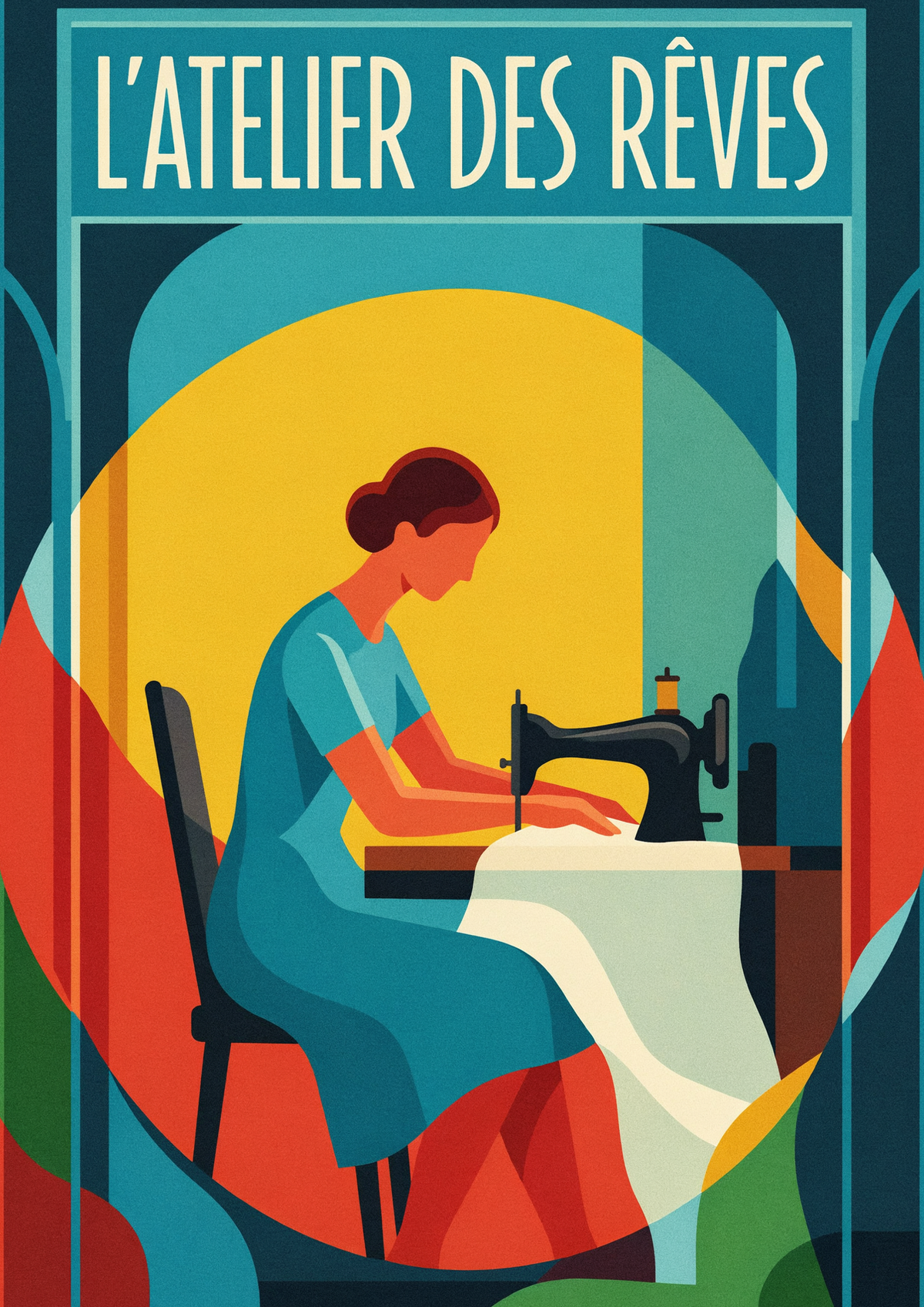 Affiche couture rétro L’Atelier des Rêves