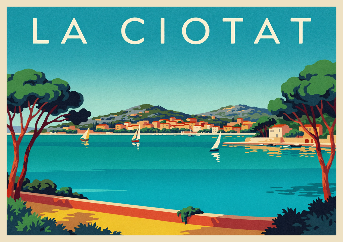 Affiche La Ciotat French Riviera style rétro