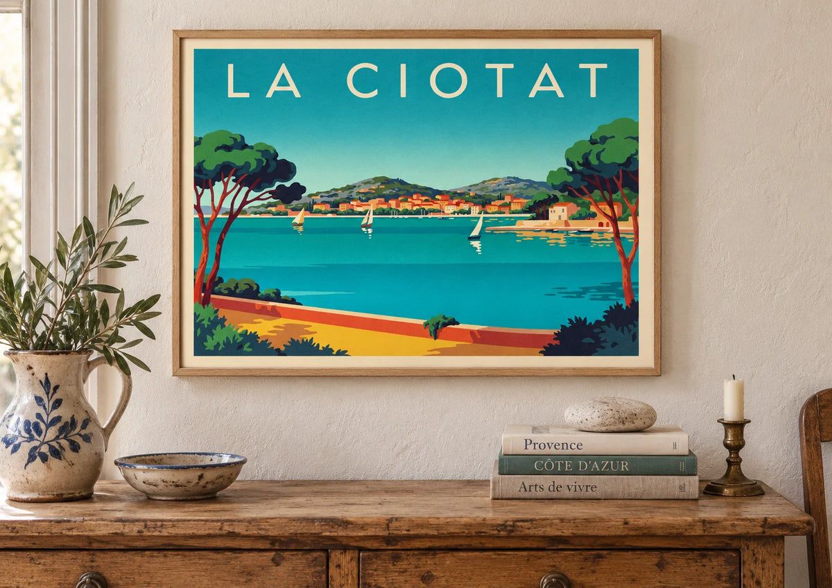 Mise en situation de Affiche La Ciotat French Riviera style rétro