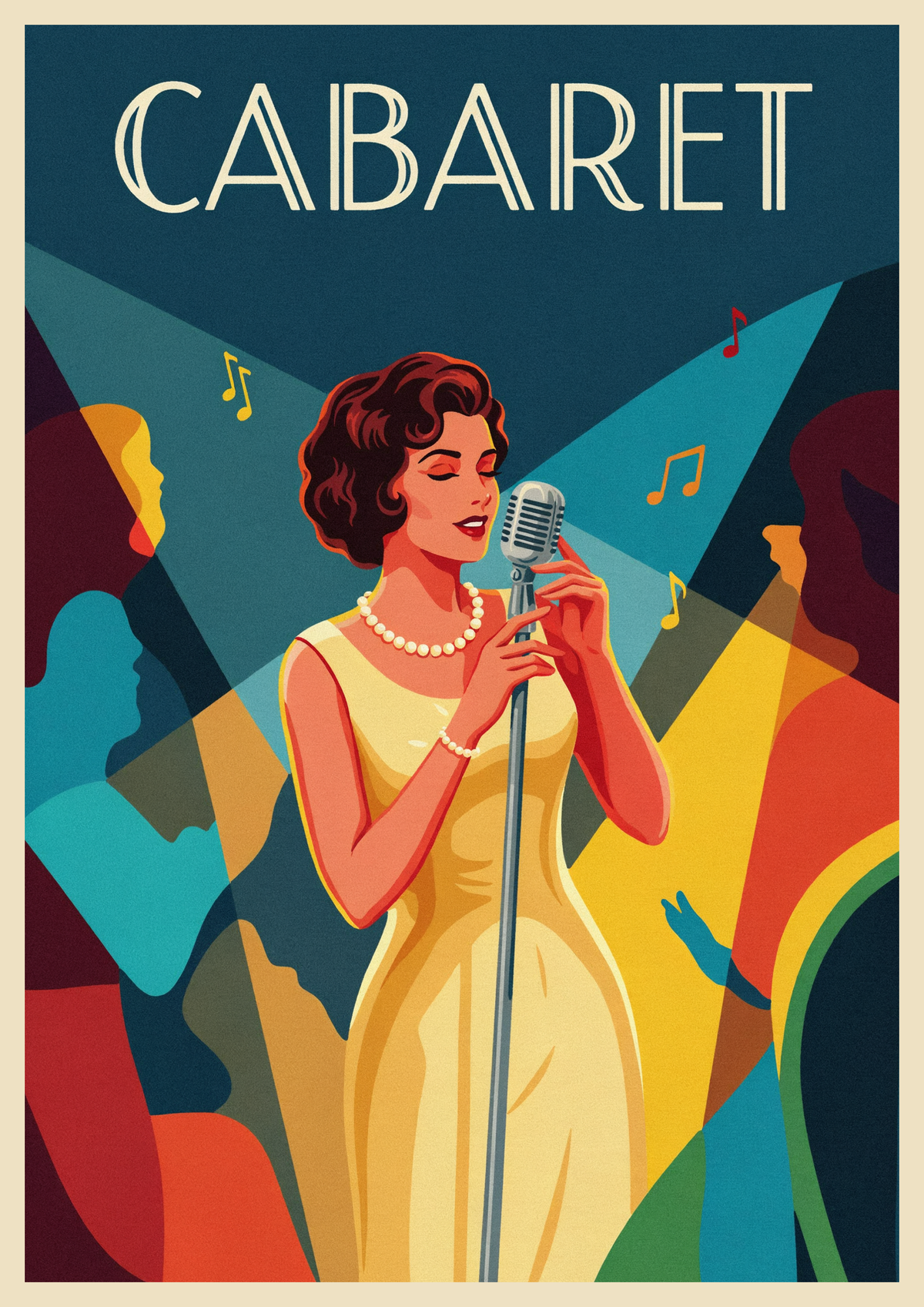 Affiche chanteuse cabaret Art déco années 1940