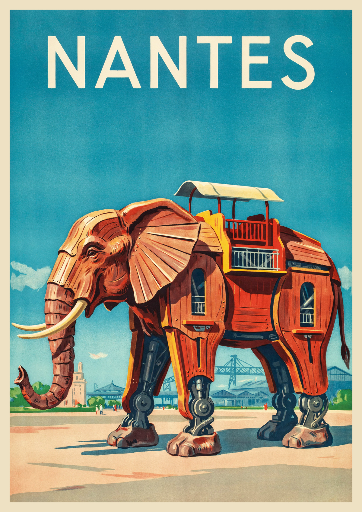 Affiche Éléphant Art déco rétro Nantes
