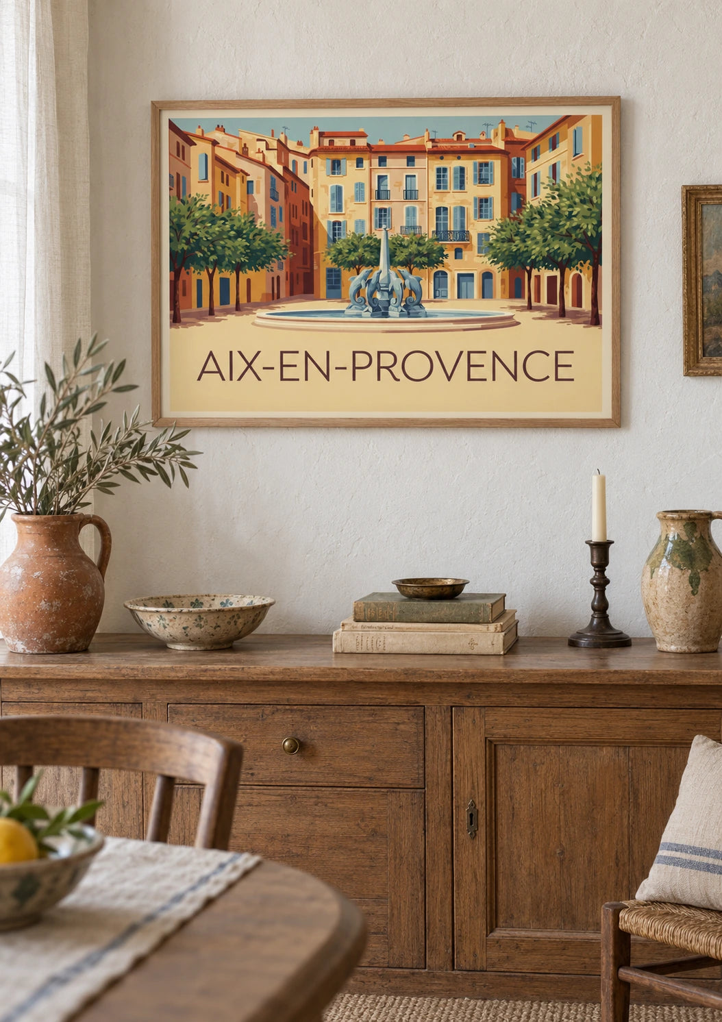Affiche Aix-en-Provence palais et fontaine style Art déco, A2, vue normale