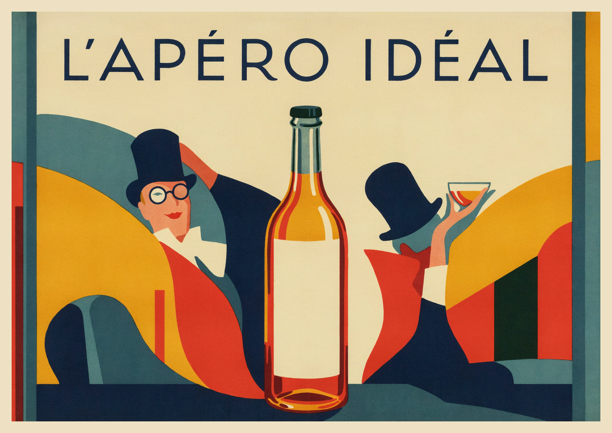 Affiche Apéritif L'Apéro Idéal art déco Publicitaire