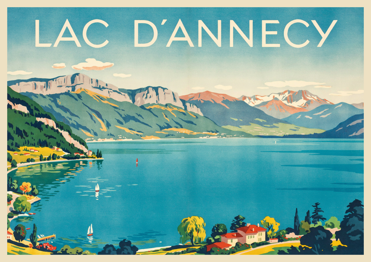 Affiche Lac d'Annecy Haute-Savoie style Art déco