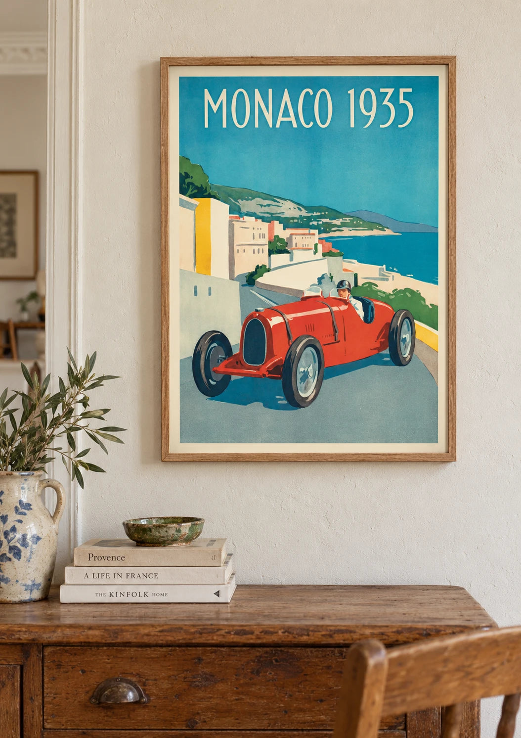 Mise en situation de Affiche Grand Prix Monaco 1935 voiture de course