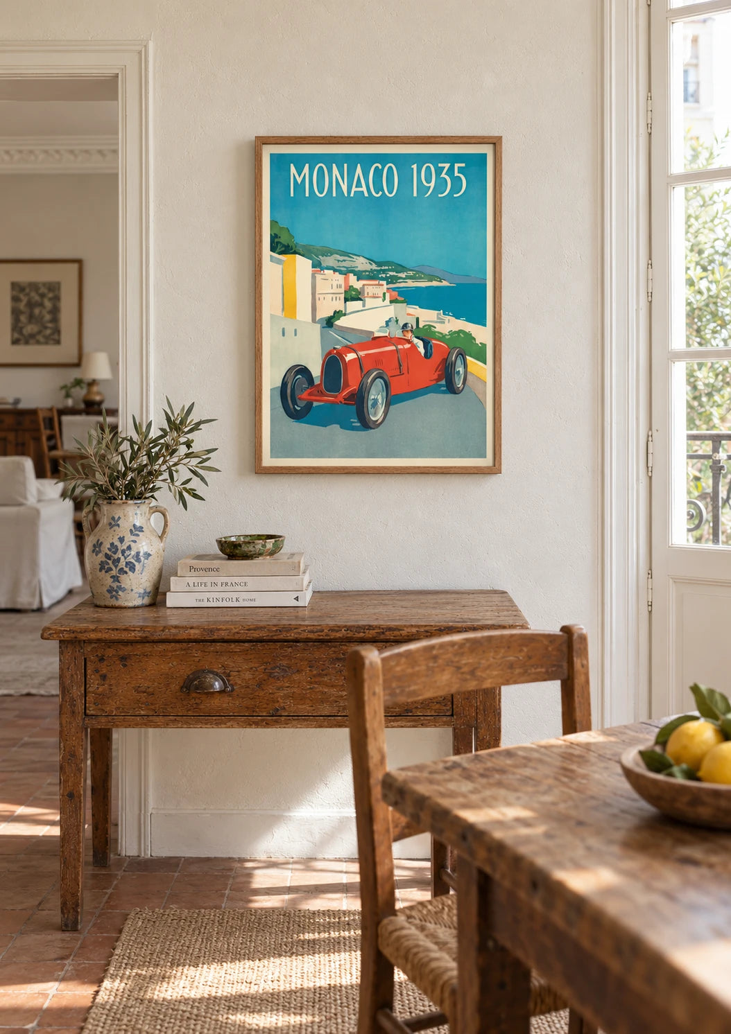 Affiche Grand Prix Monaco 1935 voiture de course, A2, vue éloignée