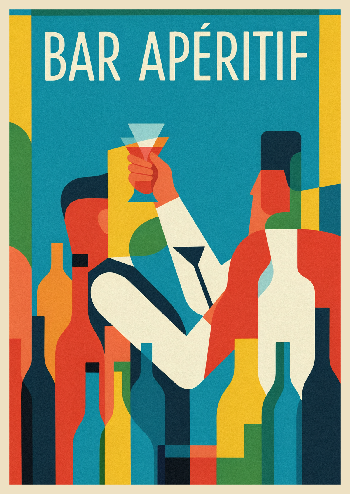 Affiche Bar Apéritif Barman Cocktail Art Déco
