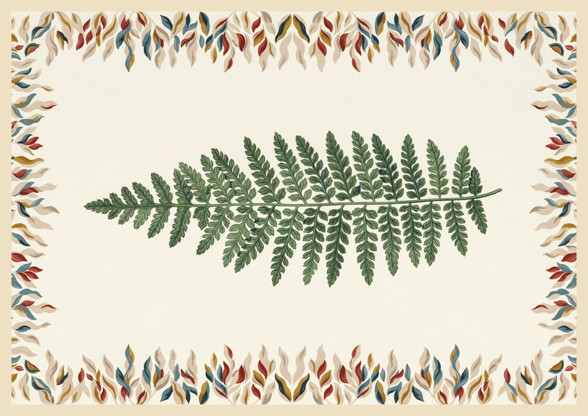 Affiche botanique fougère verte
