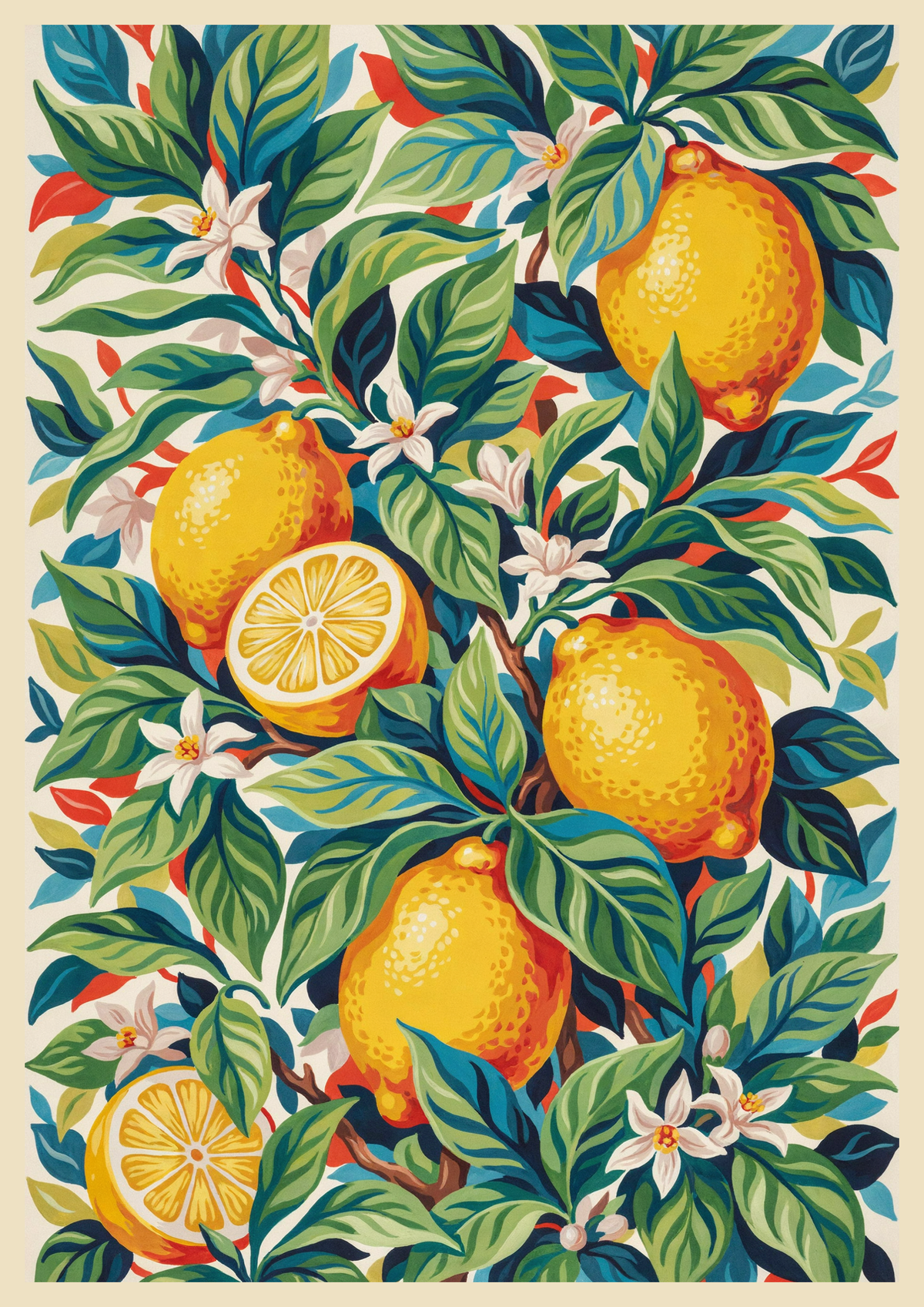 Affiche gravure scientifique du citronnier illustré
