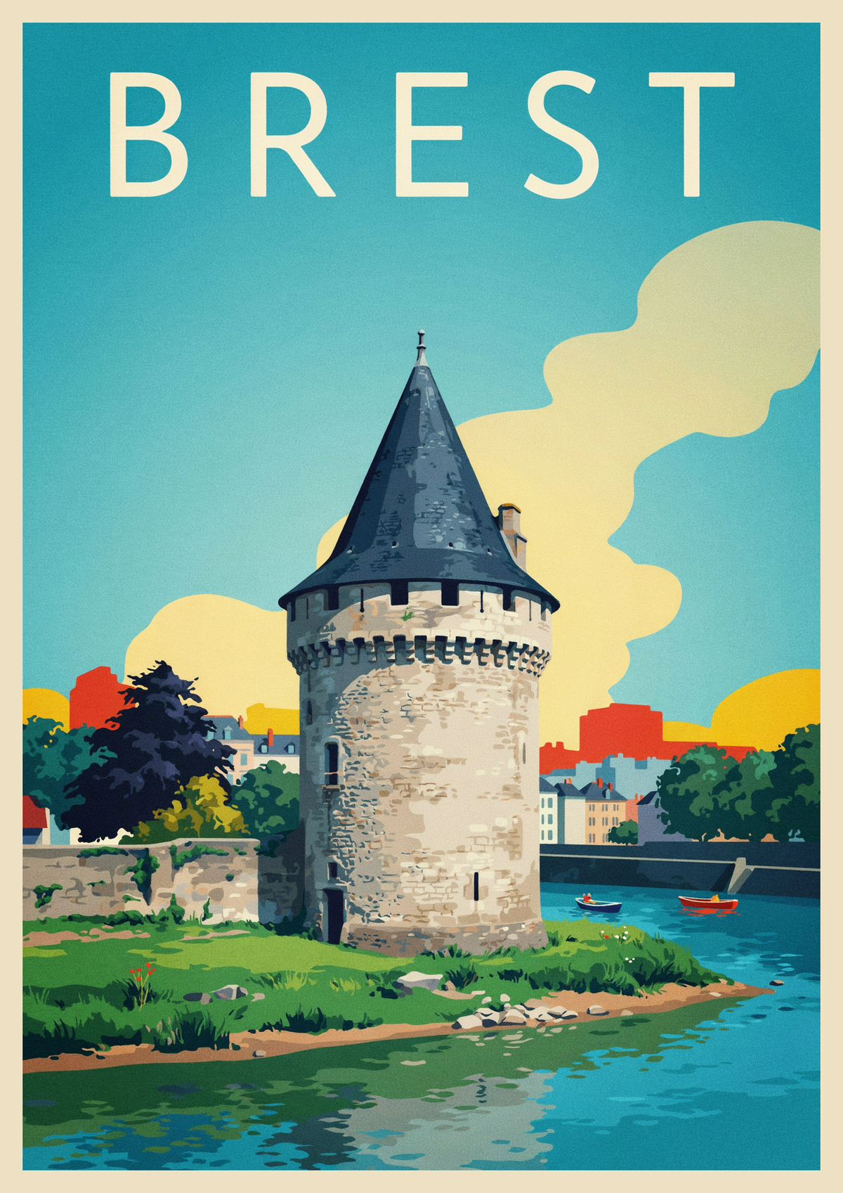 Affiche Brest La Tour Tanguy style Art déco années 30