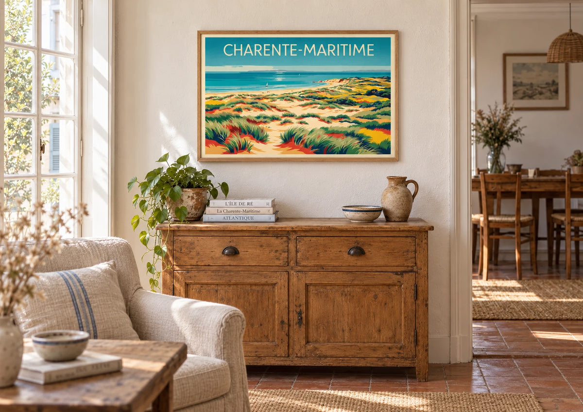 Affiche Charente-Maritime côte atlantique style années 1930, A2, vue éloignée