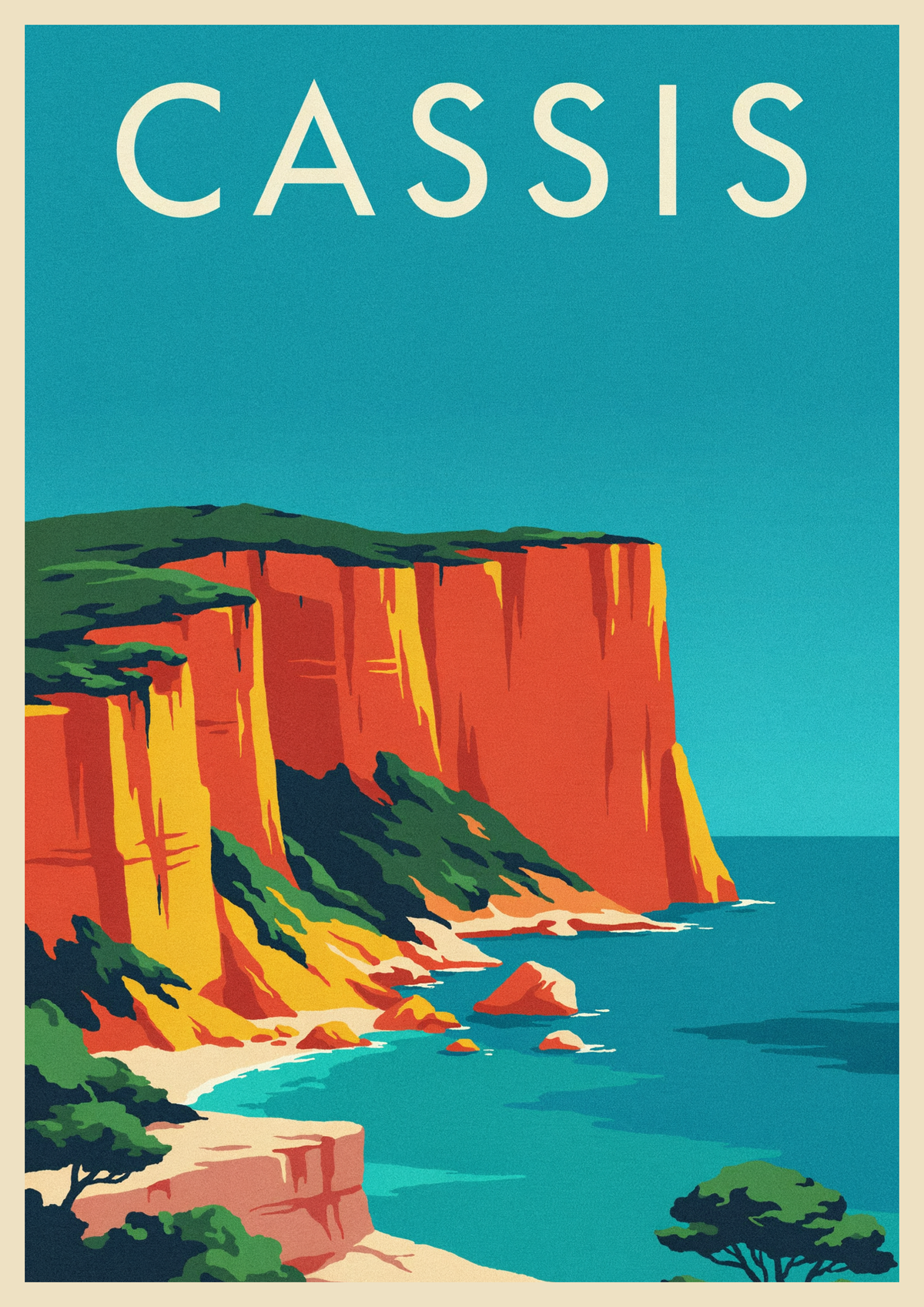 Affiche Cassis Côte d'Azur falaises méditerranée