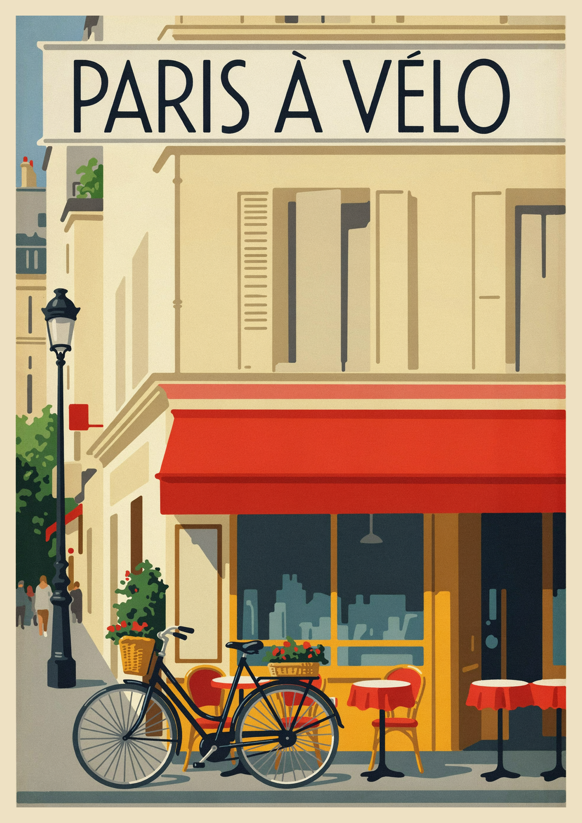 Affiche Balade à Vélo dans Paris Rétro