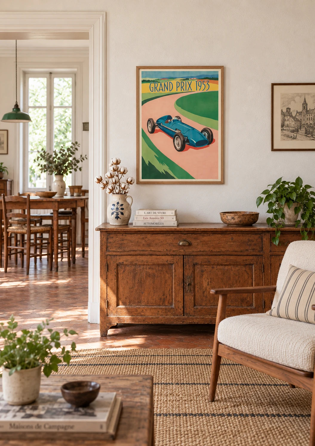 Affiche Grand Prix 1953 voiture de course, A2, vue éloignée
