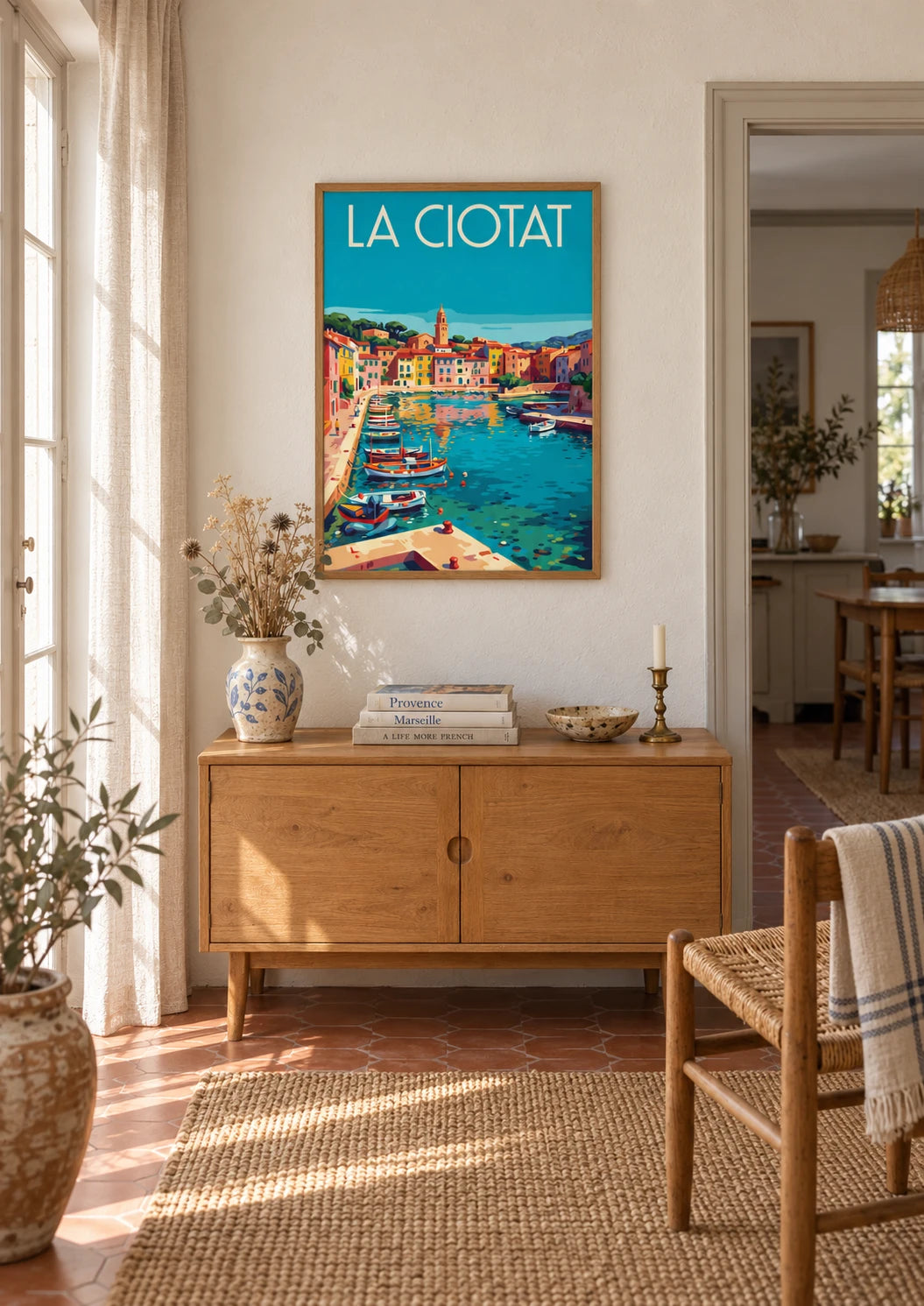 Affiche La Ciotat port provençal barques colorées, A2, vue éloignée