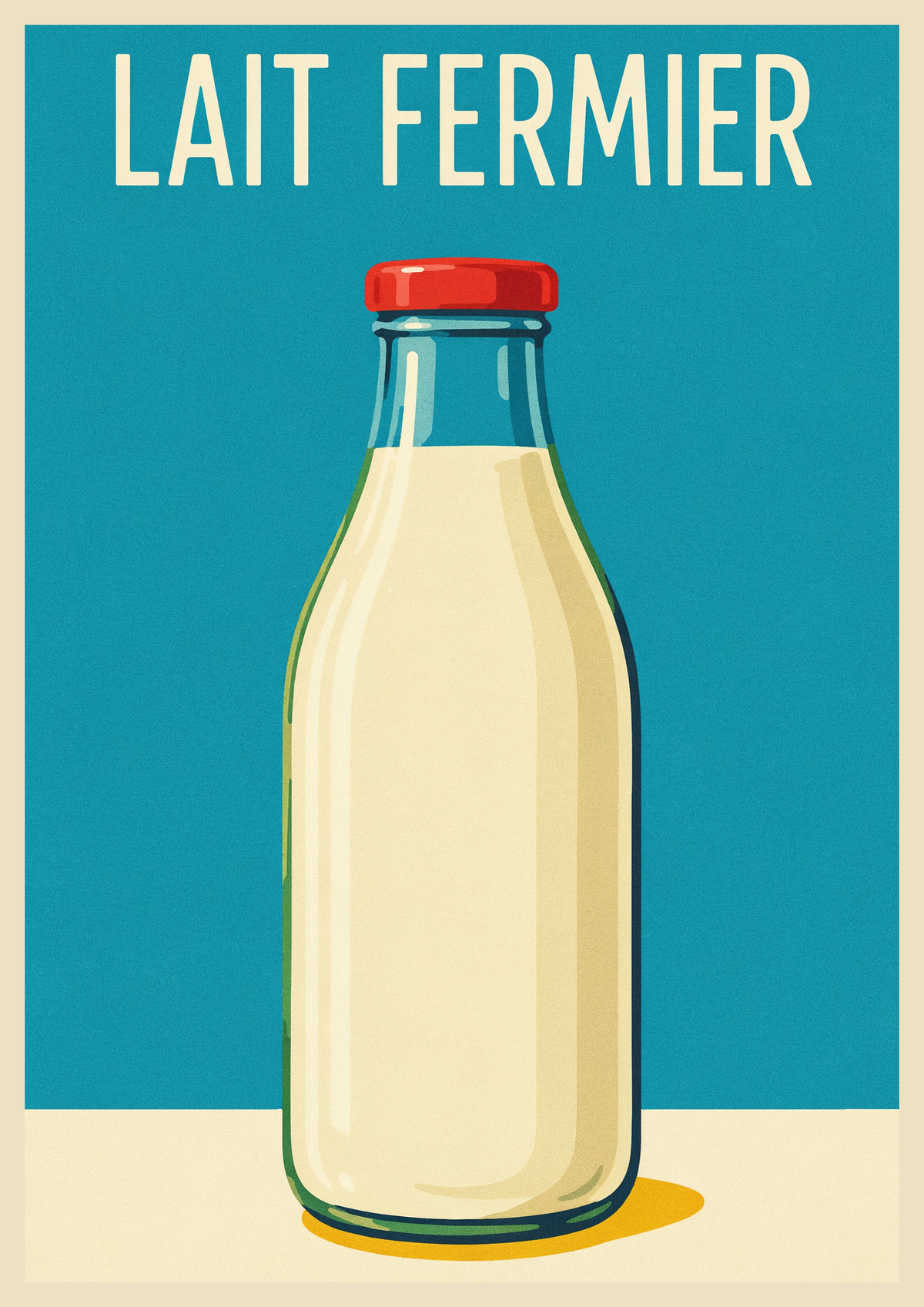 Affiche Lait fermier français années 1980 Publicitaire