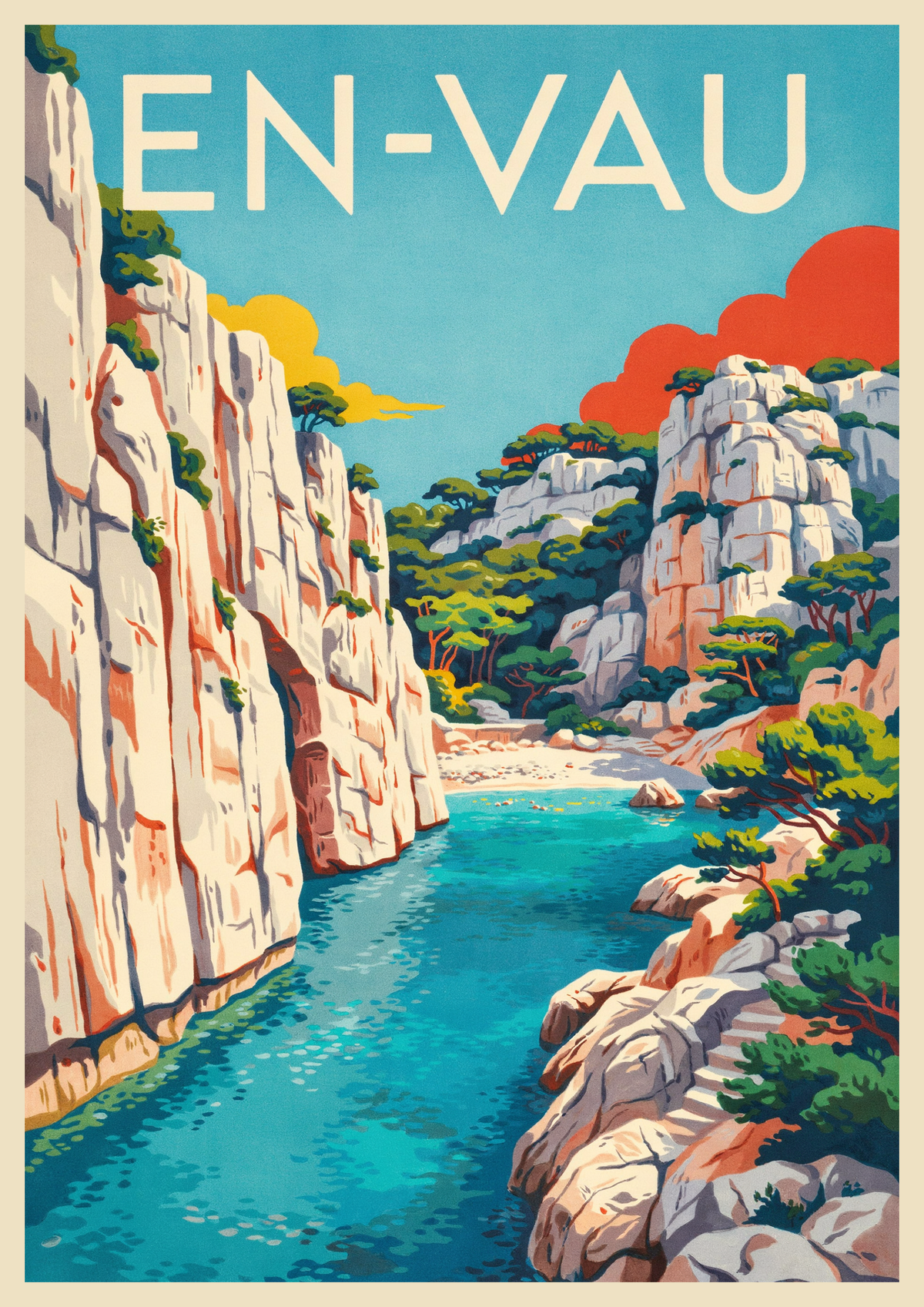 Affiche Calanques de Cassis paysage côtier méditerranéen