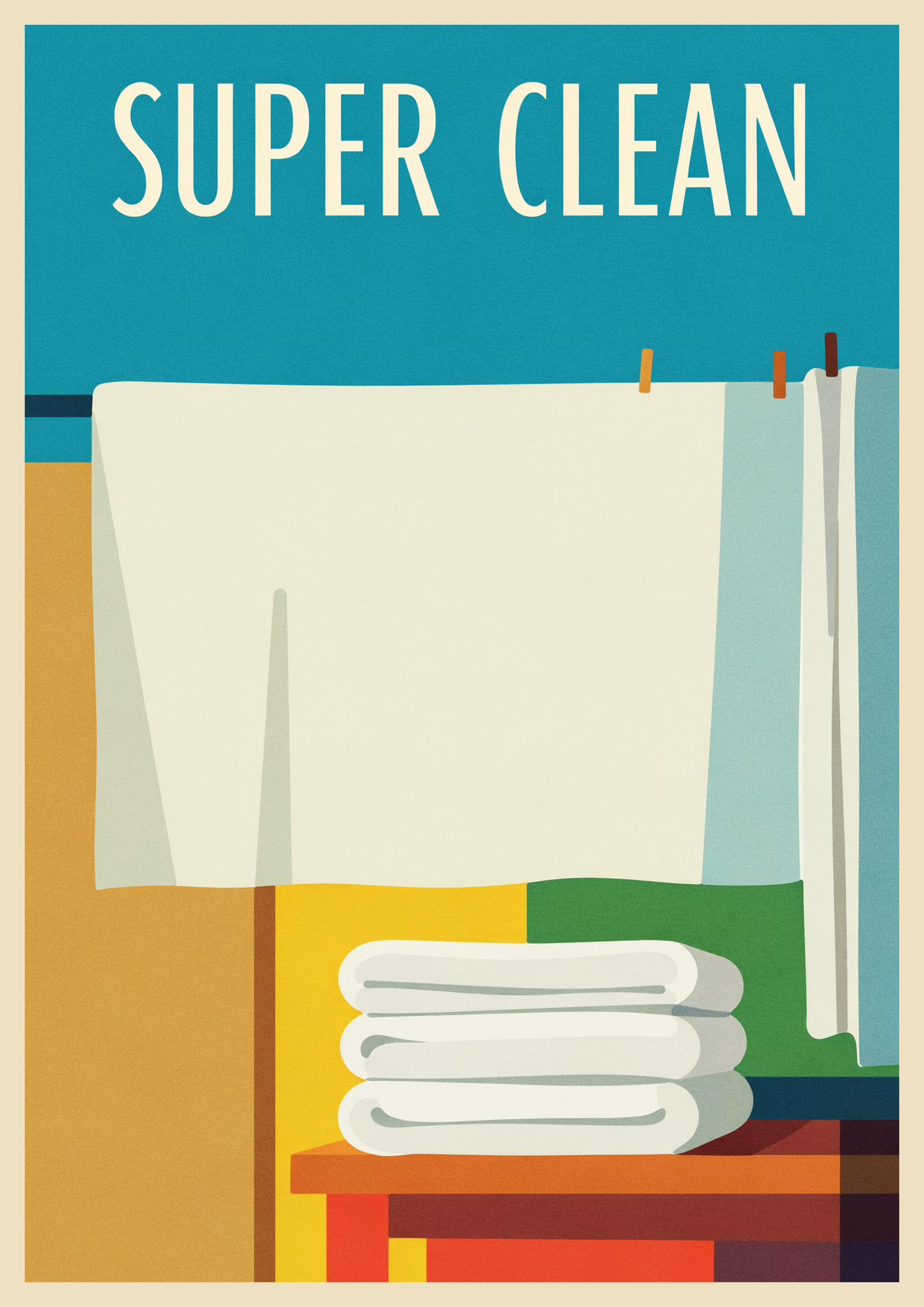 Affiche Super Clean femme lessive vintage 1950