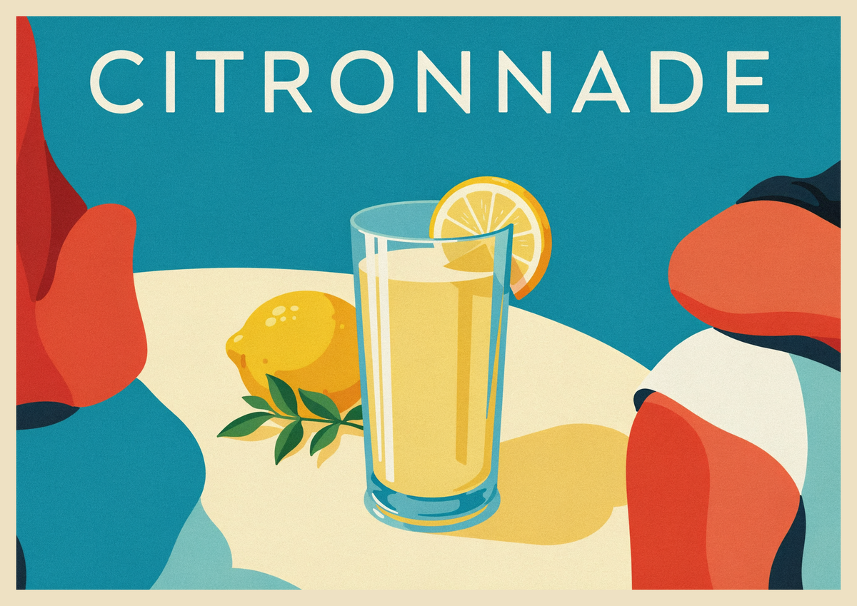 Affiche boisson rafraîchissante citronnade à l'ancienne