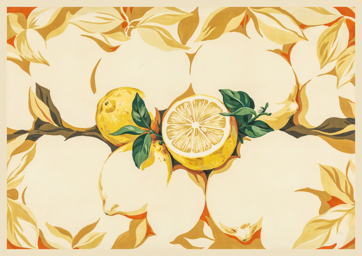 Affiche fruits frais illustration citron jaune