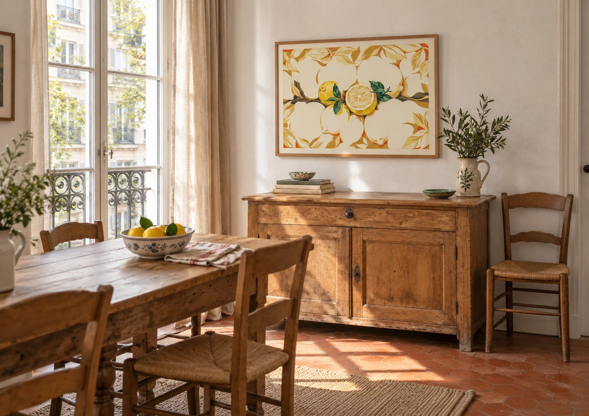 Affiche fruits frais illustration citron jaune, A2, vue éloignée