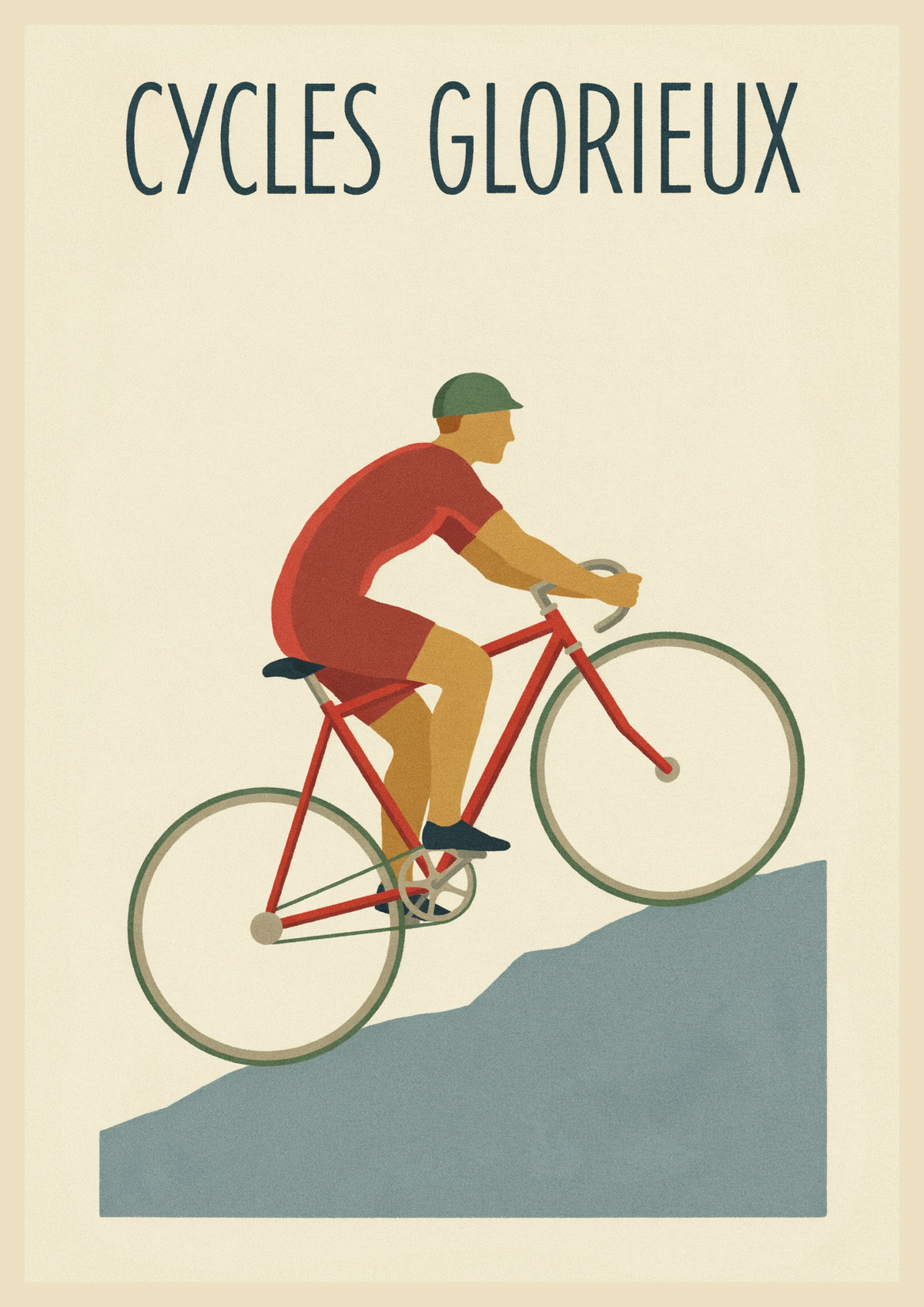 Affiche cyclisme montagne Cycles Glorieux Art Déco