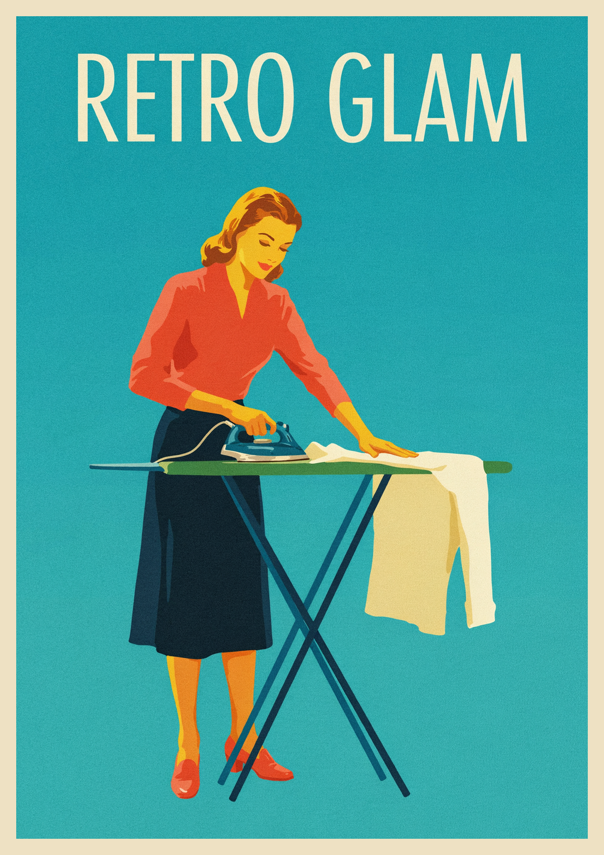 Affiche Retro Glam femme pin-up planche à repasser